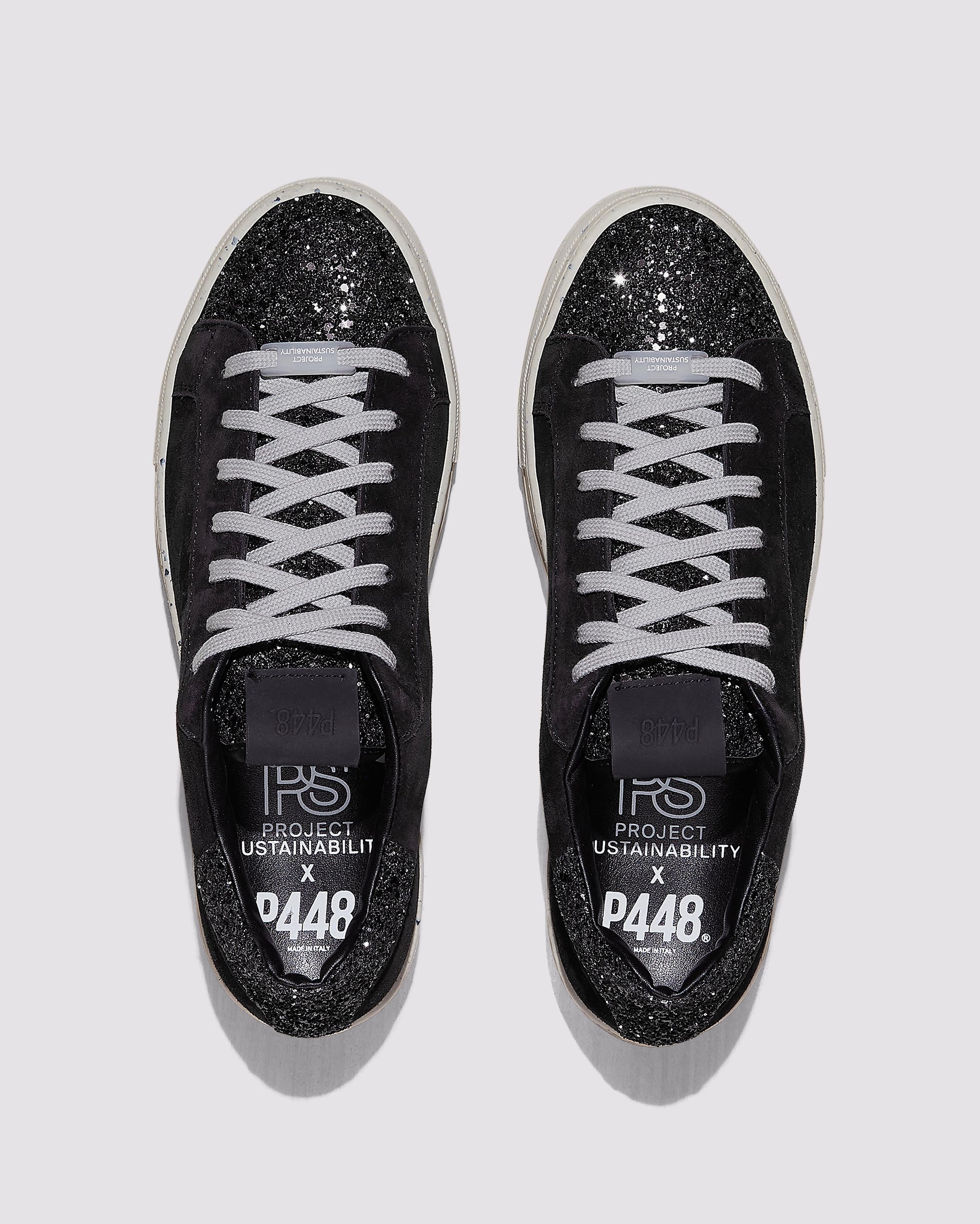 P448 Thea Recycled Black/Gun Sneaker - Women