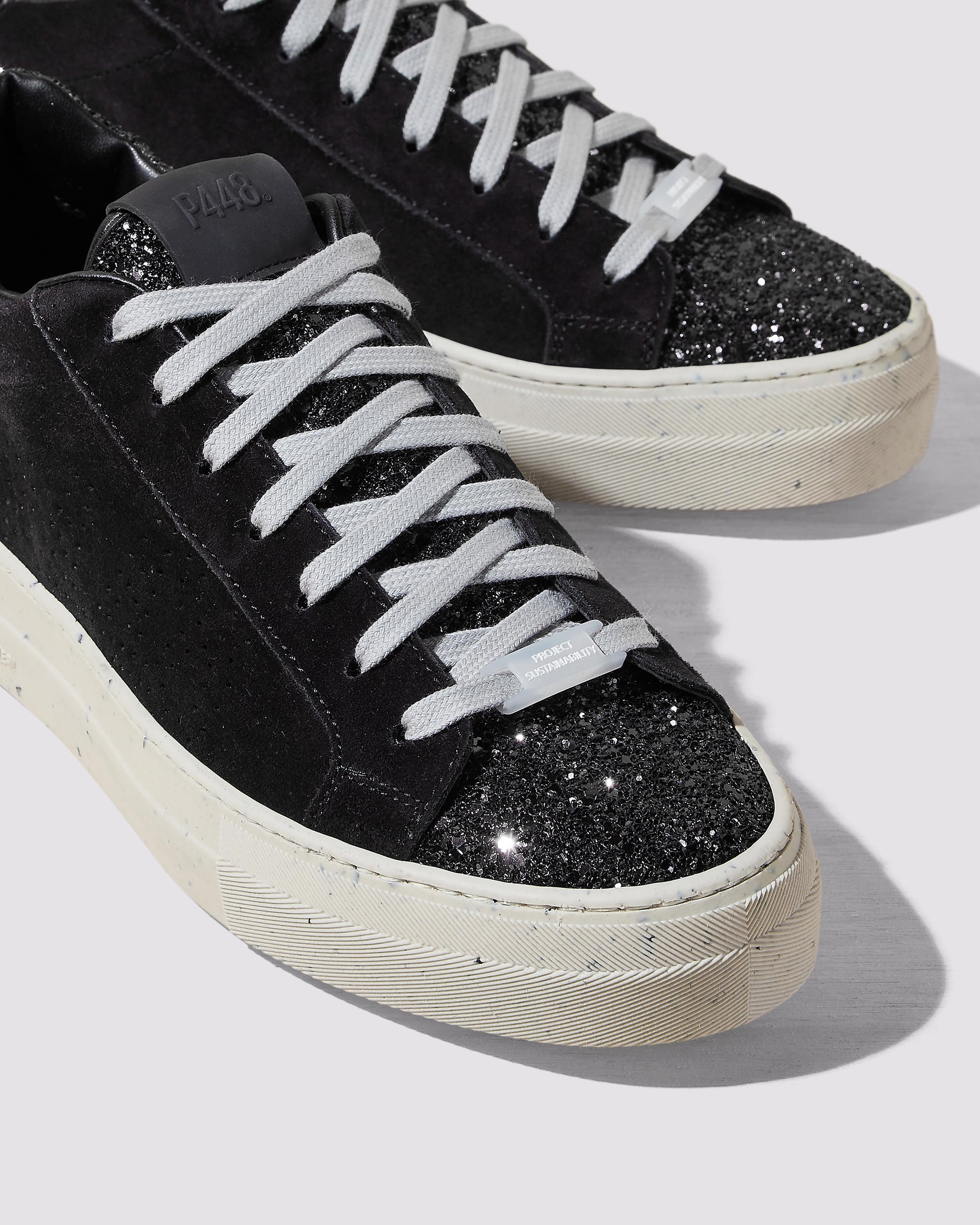 P448 Thea Recycled Black/Gun Sneaker - Women