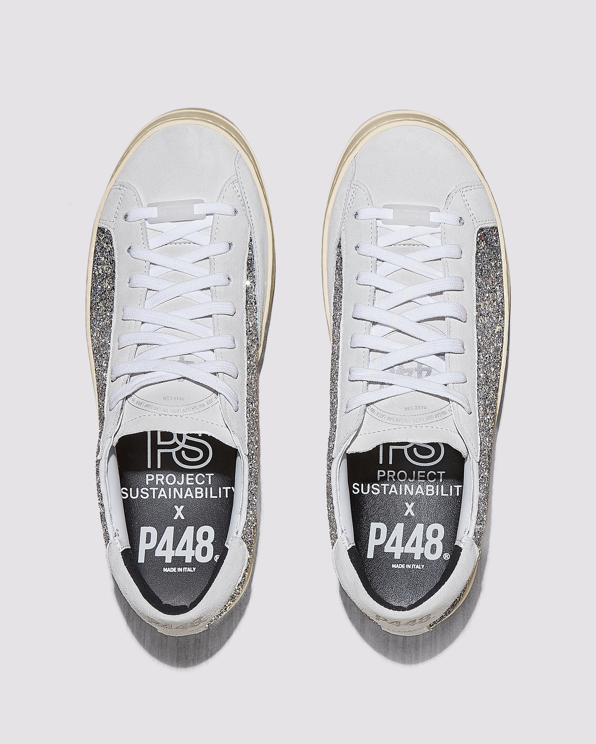 P448 John Recycled White/Silver Sneaker - Women