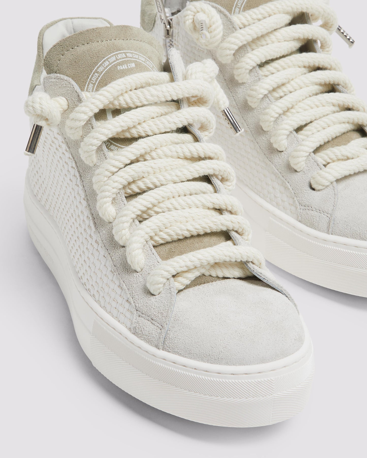 P448 Thea Mid White/Sand Sneaker - Women