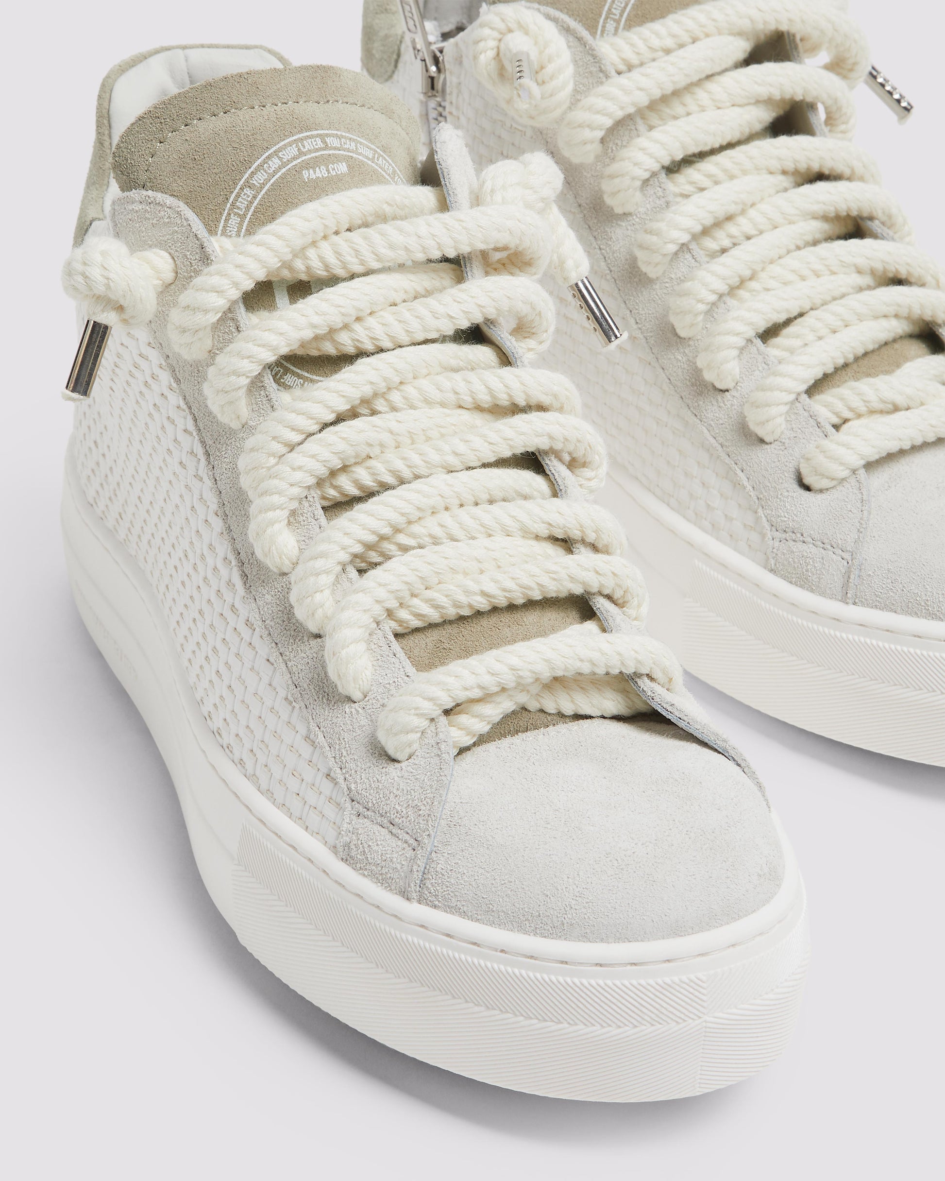 P448 Thea Mid White/Sand Sneaker - Women