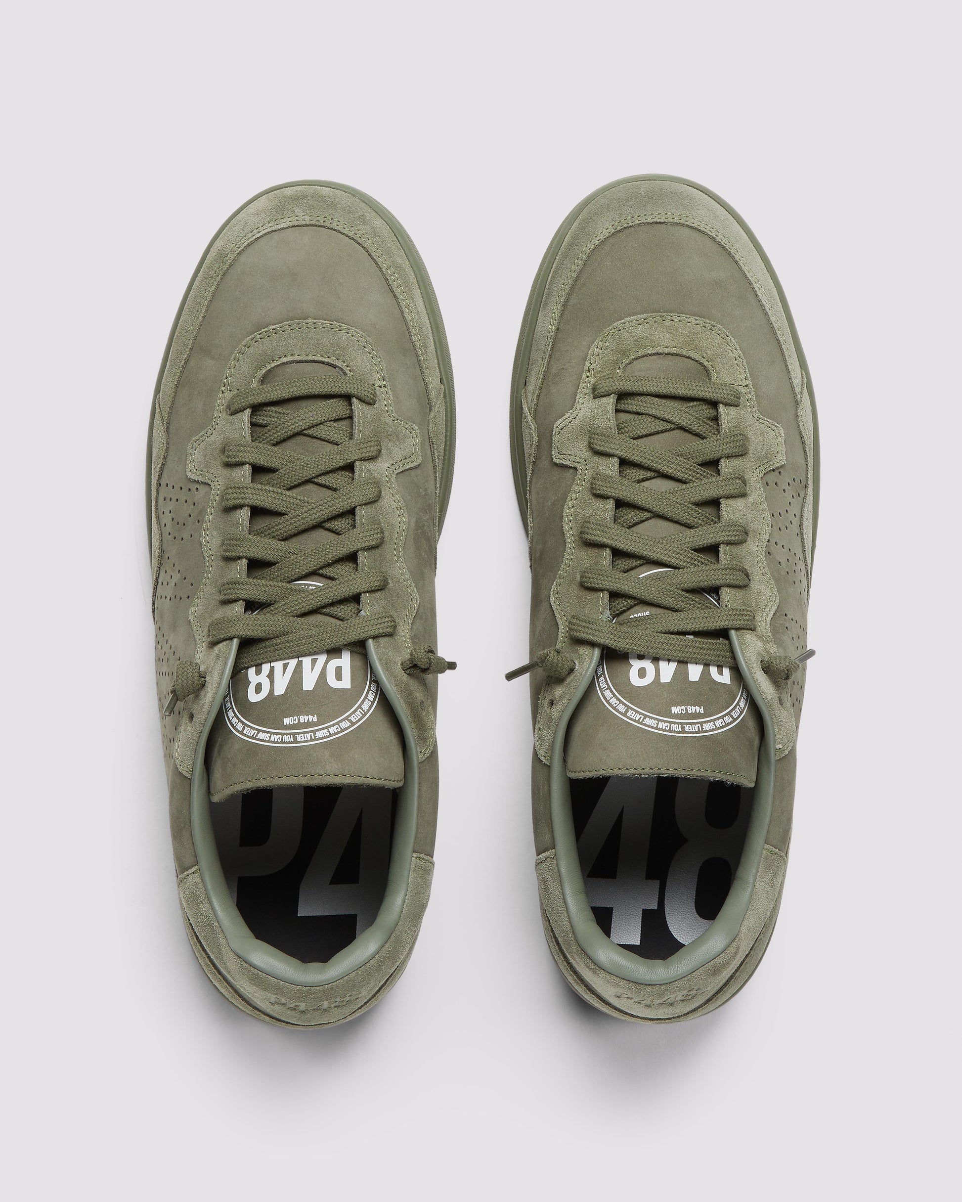 P448 Vert All Green - Low-Top Army Green Nubuck & Suede Sneaker - Women|Men