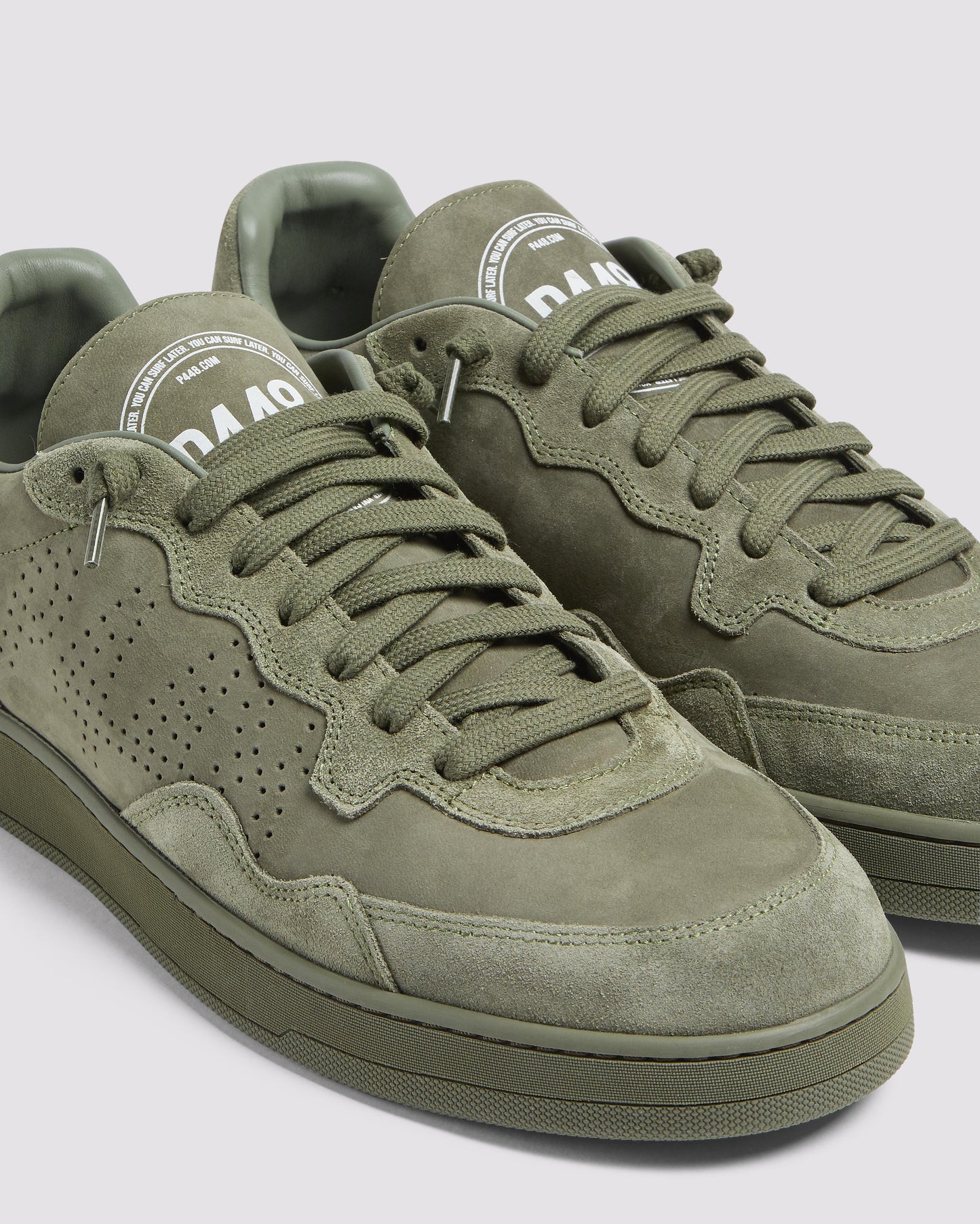 P448 Vert All Green - Low-Top Army Green Nubuck & Suede Sneaker - Women|Men